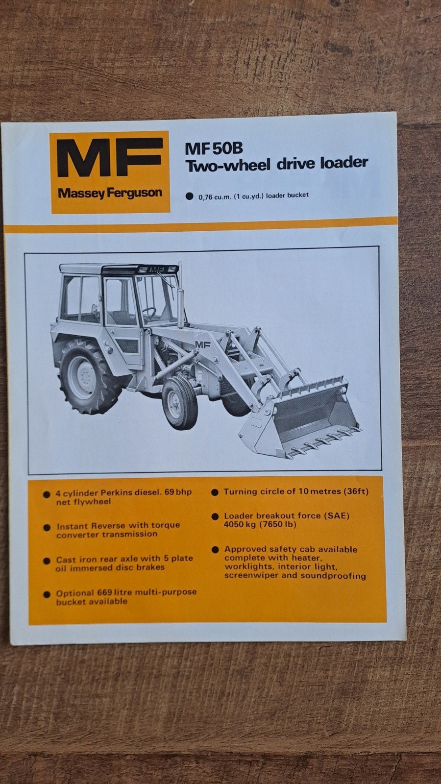 folder MF Massey Ferguson MF 50B tweewiel aangedreven loader, Ophalen of Verzenden, Zo goed als nieuw