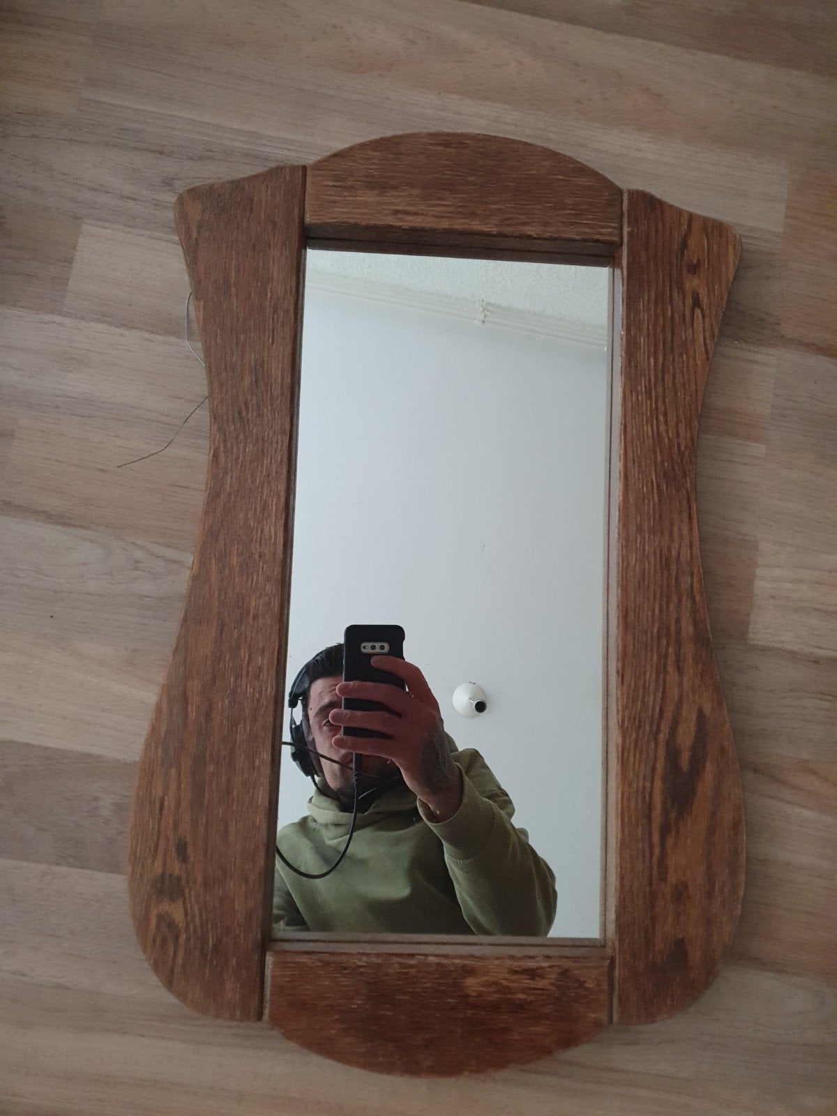 Antieke spiegel hout, Ophalen of Verzenden, Rechthoekig, Minder dan 50 cm
