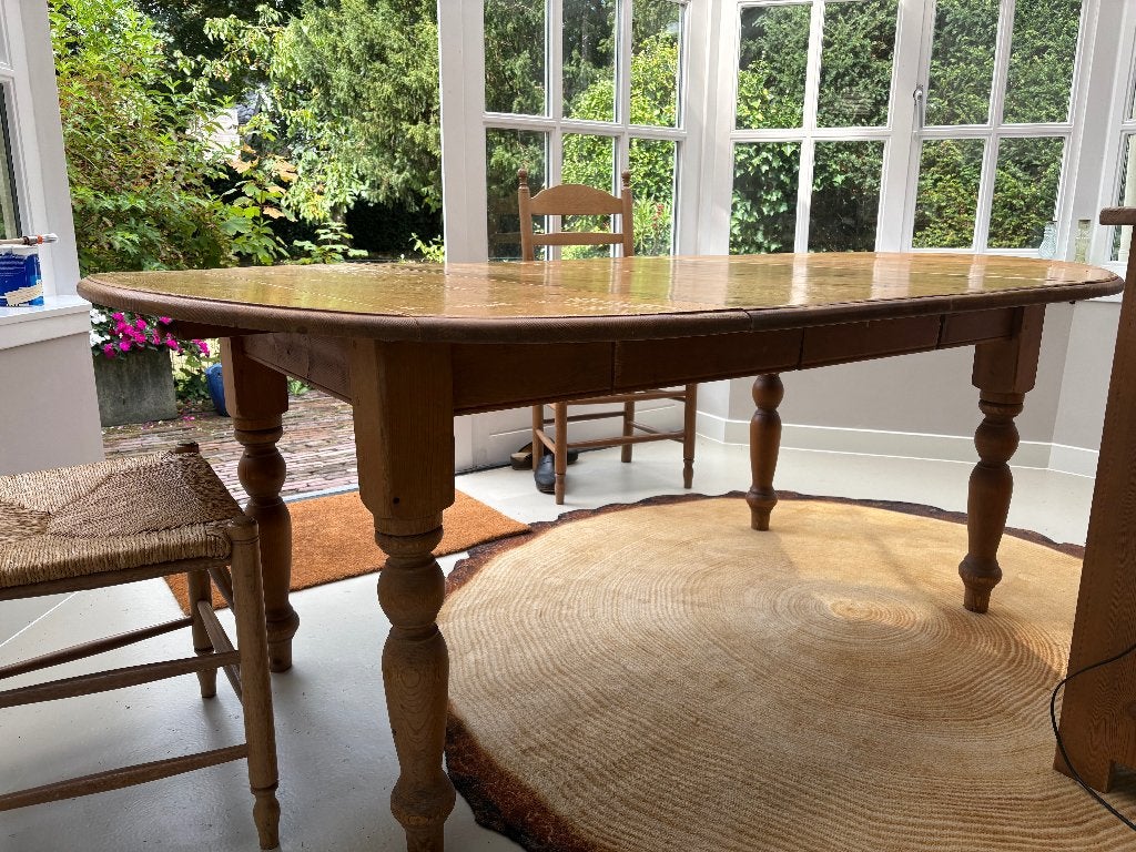 Grenen grote eettafel, Ophalen, Gebruikt, 100 tot 150 cm, Landelijk