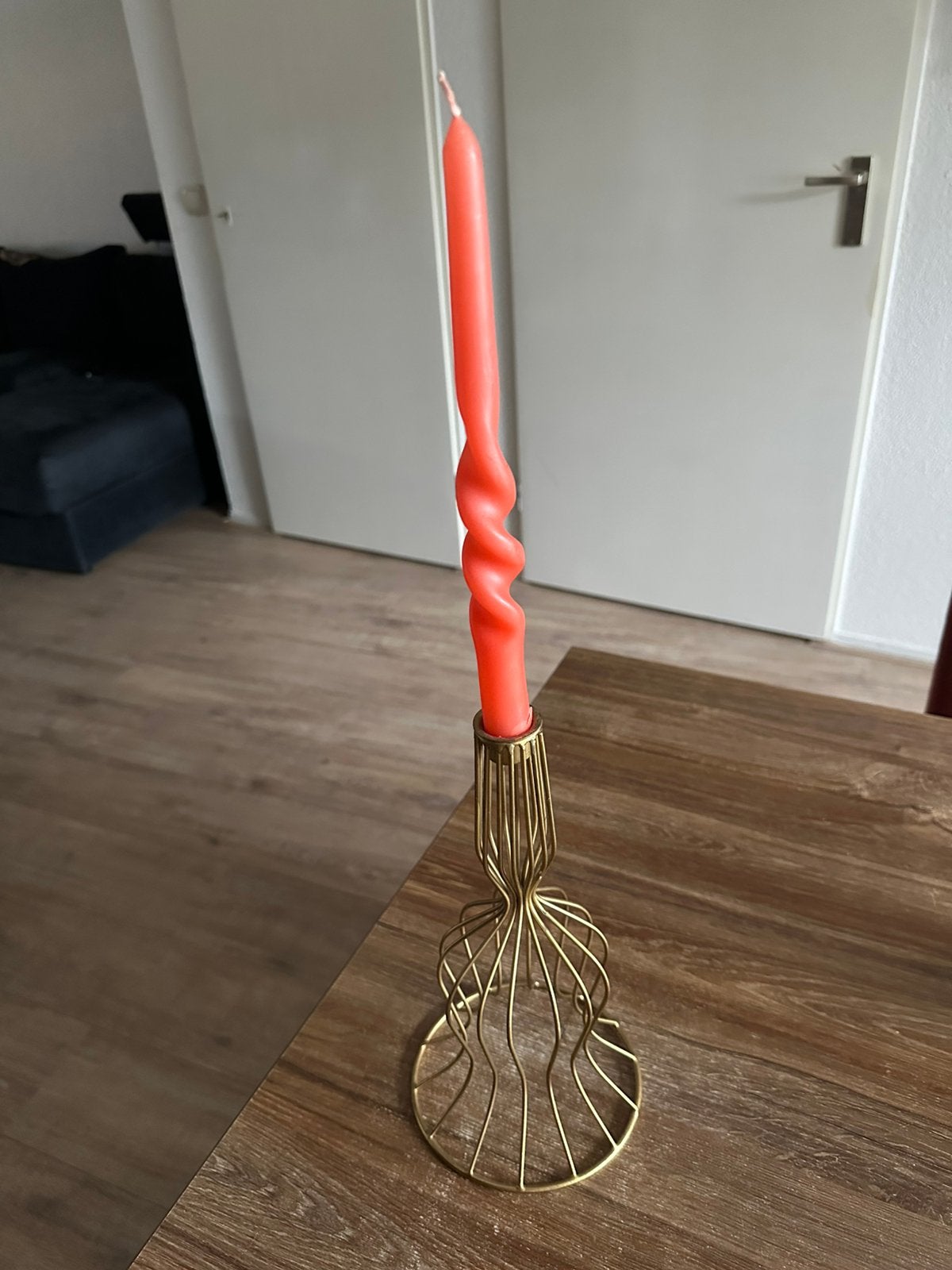 Kandelaar kaarshouder design goud metaal, Ophalen of Verzenden, Goud, Metaal, Kandelaar