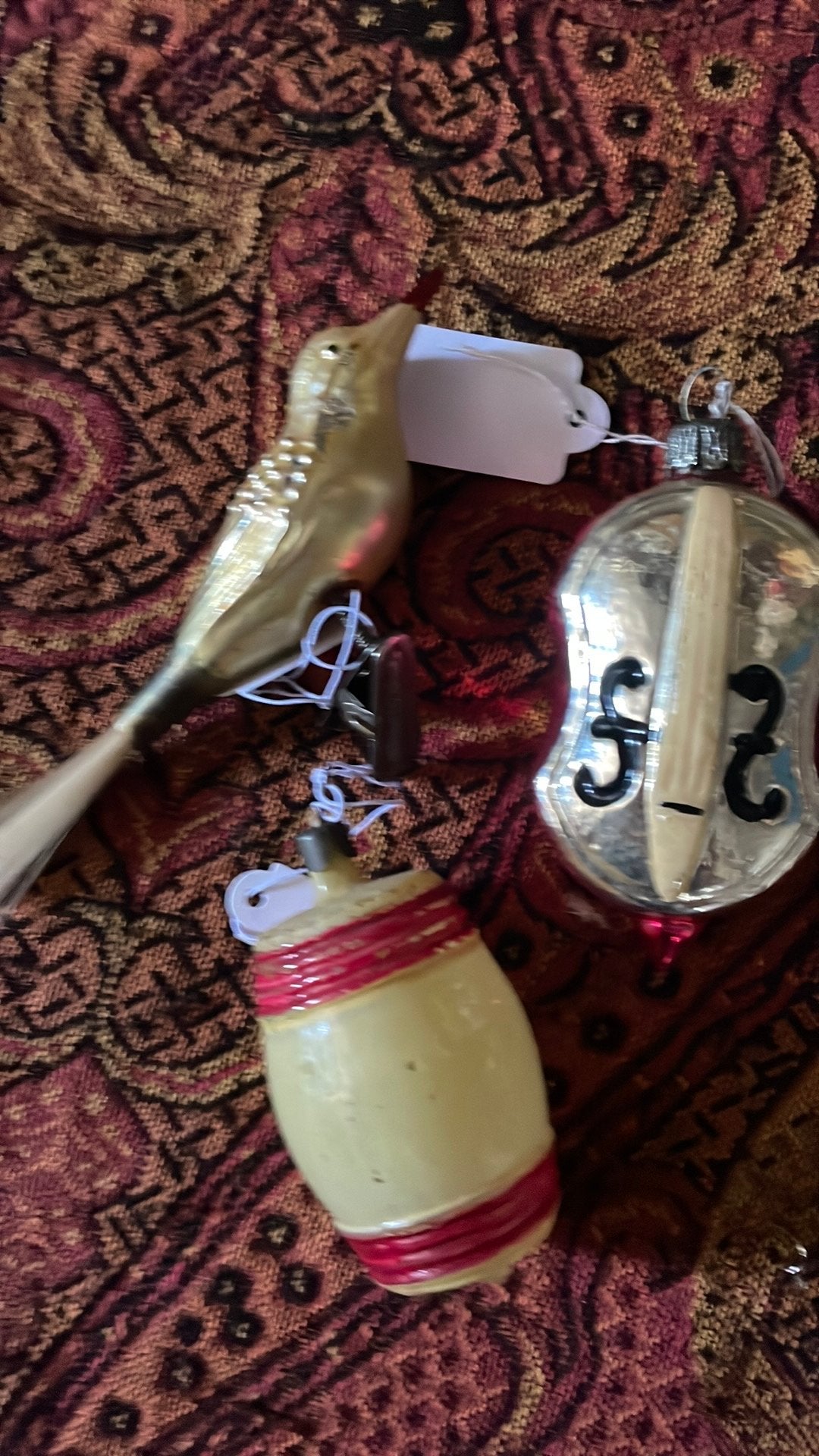 3 antieke kerstornamentjes, Diversen, Kerst, Ophalen of Verzenden, Zo goed als nieuw