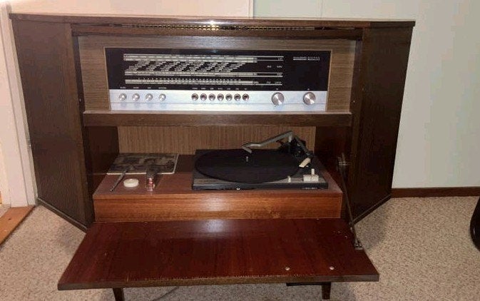 Vintage Philips Stereosuper 666 met platenspeler - defect, Ophalen, Niet werkend, Platenspeler, Philips