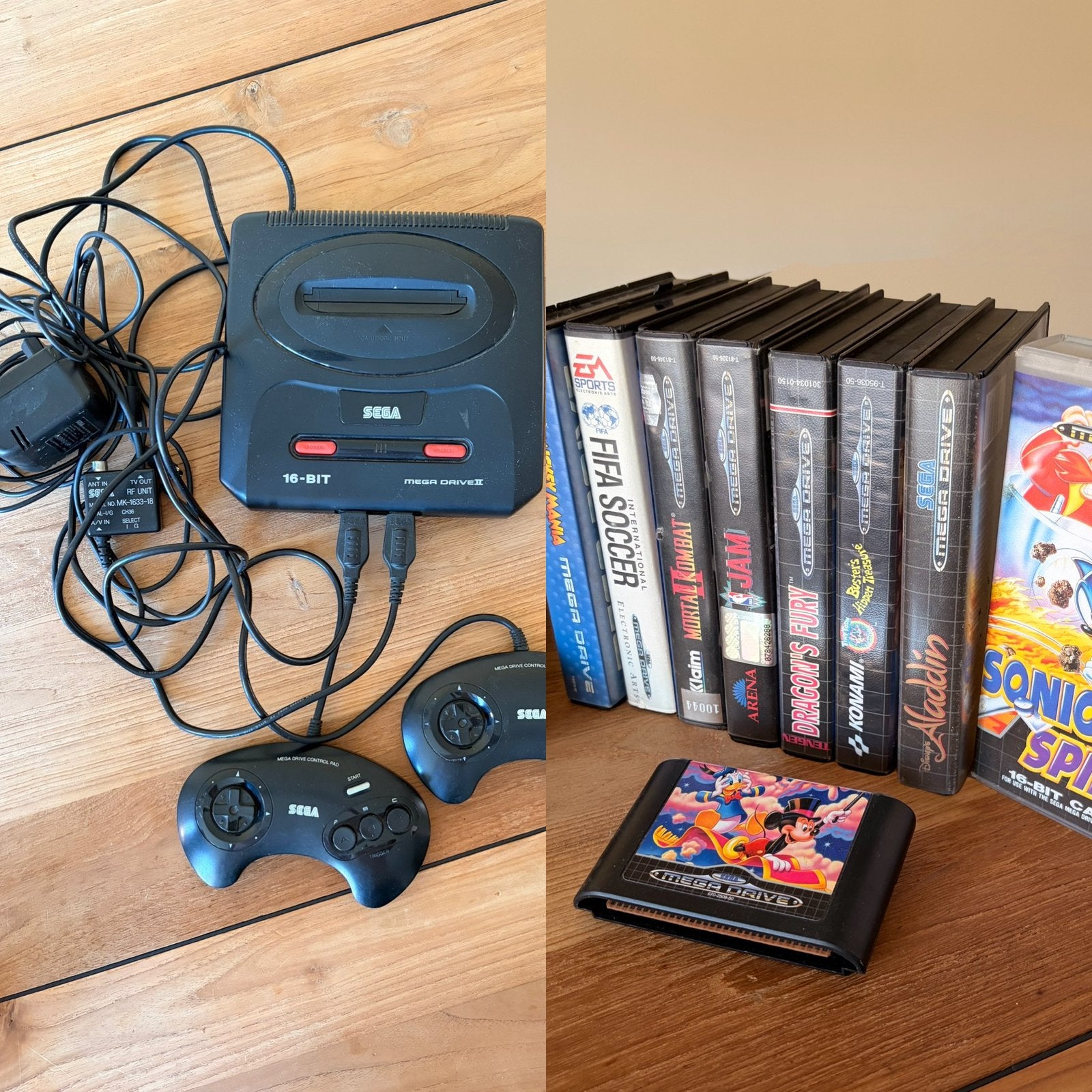 Sega Mega Drive II met 2 controllers en 9 games, Spelcomputers en Games, Ophalen, Gebruikt, Mega Drive
