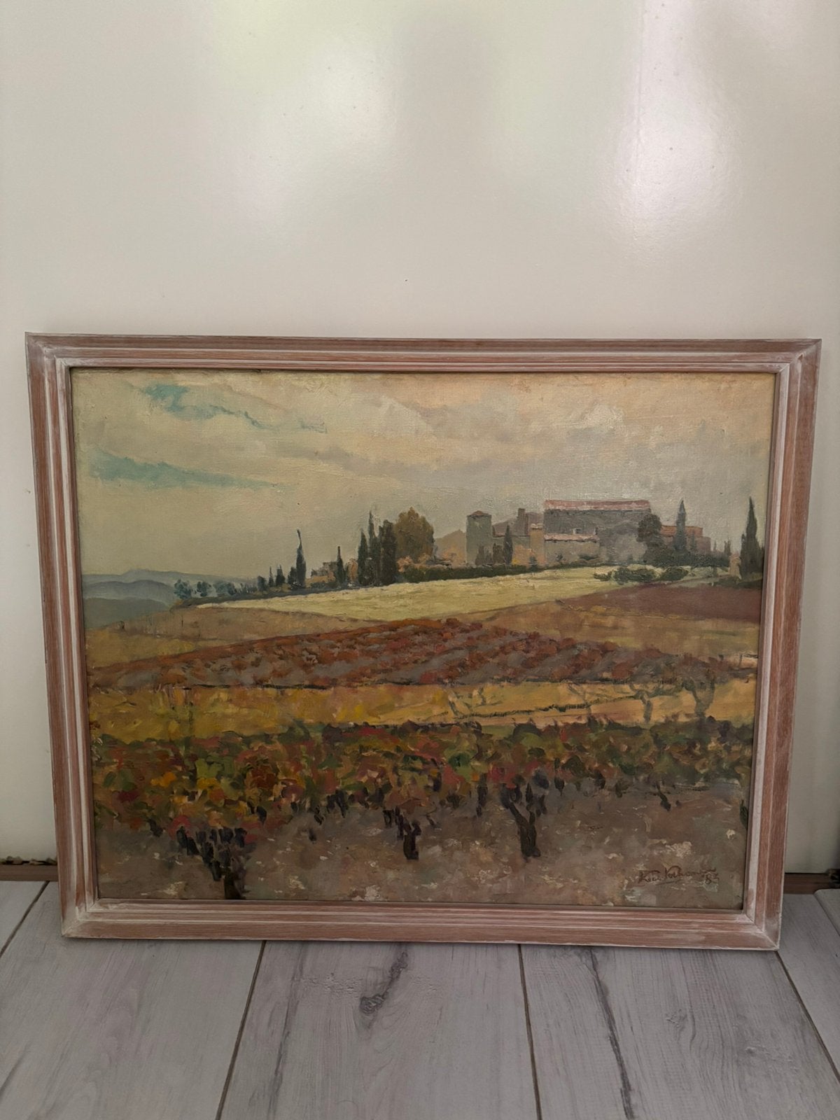 Olieverfschilderij “Wijngaard”, Ophalen of Verzenden, Olieverf, Landschap
