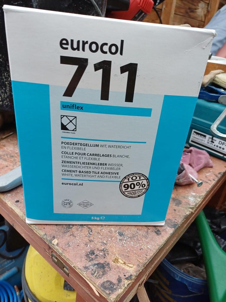Eurocol 711 Uniflex Poedertegellijm Wit 5kg, Ophalen, Overige materialen, Wandtegels, Nieuw