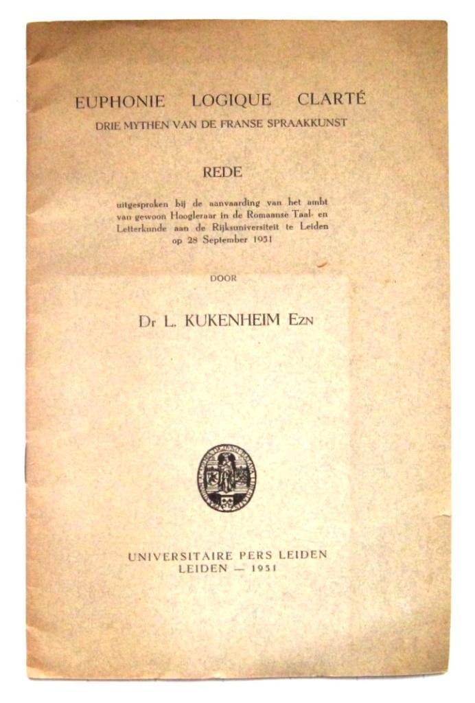 Euphonie Logique Clarté .. Franse spraakkunst - L. Kukenheim, Gelezen, L. Kukenheim, Alpha, HBO