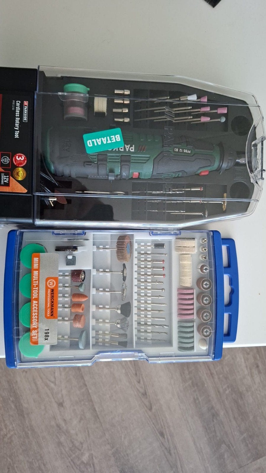 Parkside Accu Multitool met 198-delige Accessoireset, Ophalen of Verzenden, Zo goed als nieuw, Multitool, Parkside