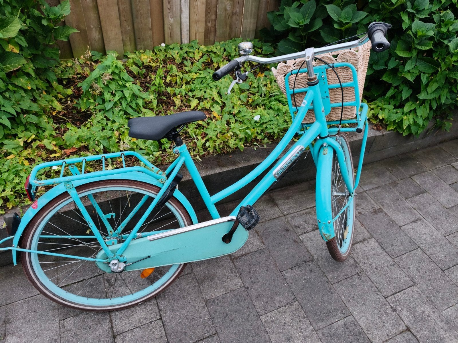 Leuke turquoise meisjesfiets met mandje, Terugtraprem, Gebruikt, Versnellingen, 56 cm of meer
