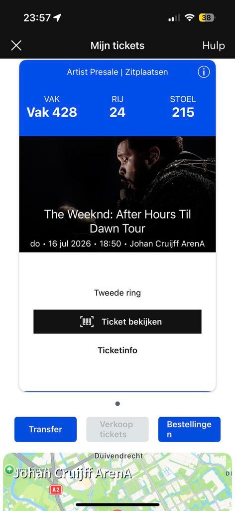 1 ticket the weeknd 16 jul, Eén persoon