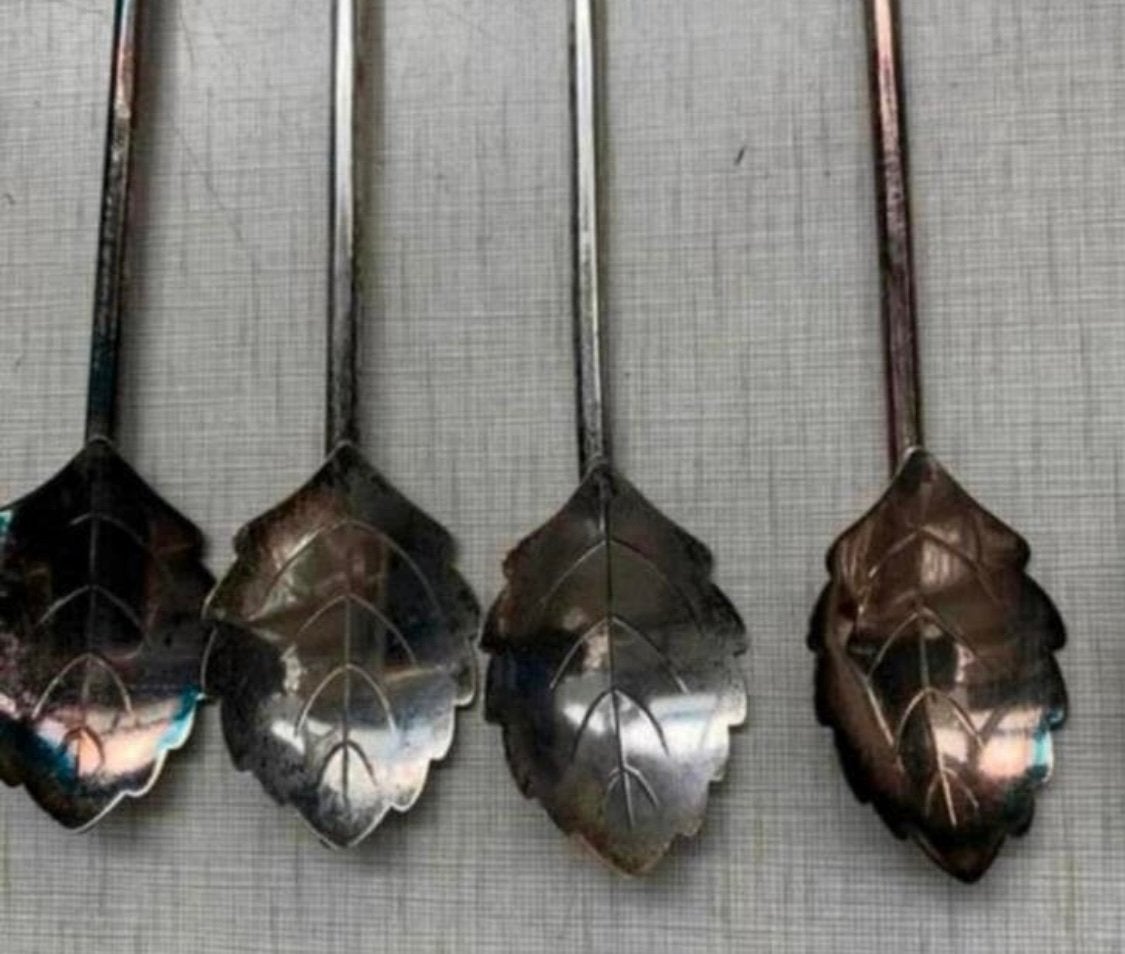 Zilver verzilverd negen cocktail lepels rietje S.& F Denmark, Verzenden