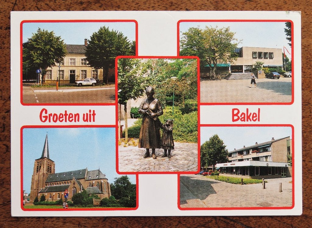 Bakel: Vijfluik met o.a. Kerk, Standbeeld, Ophalen of Verzenden, Voor 1920, Noord-Brabant