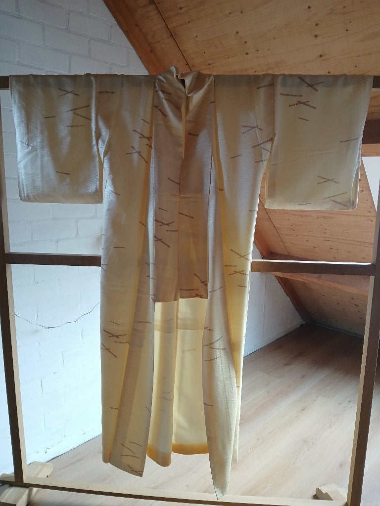 Traditionele Japanse Kimono cream yellow, Ophalen of Verzenden