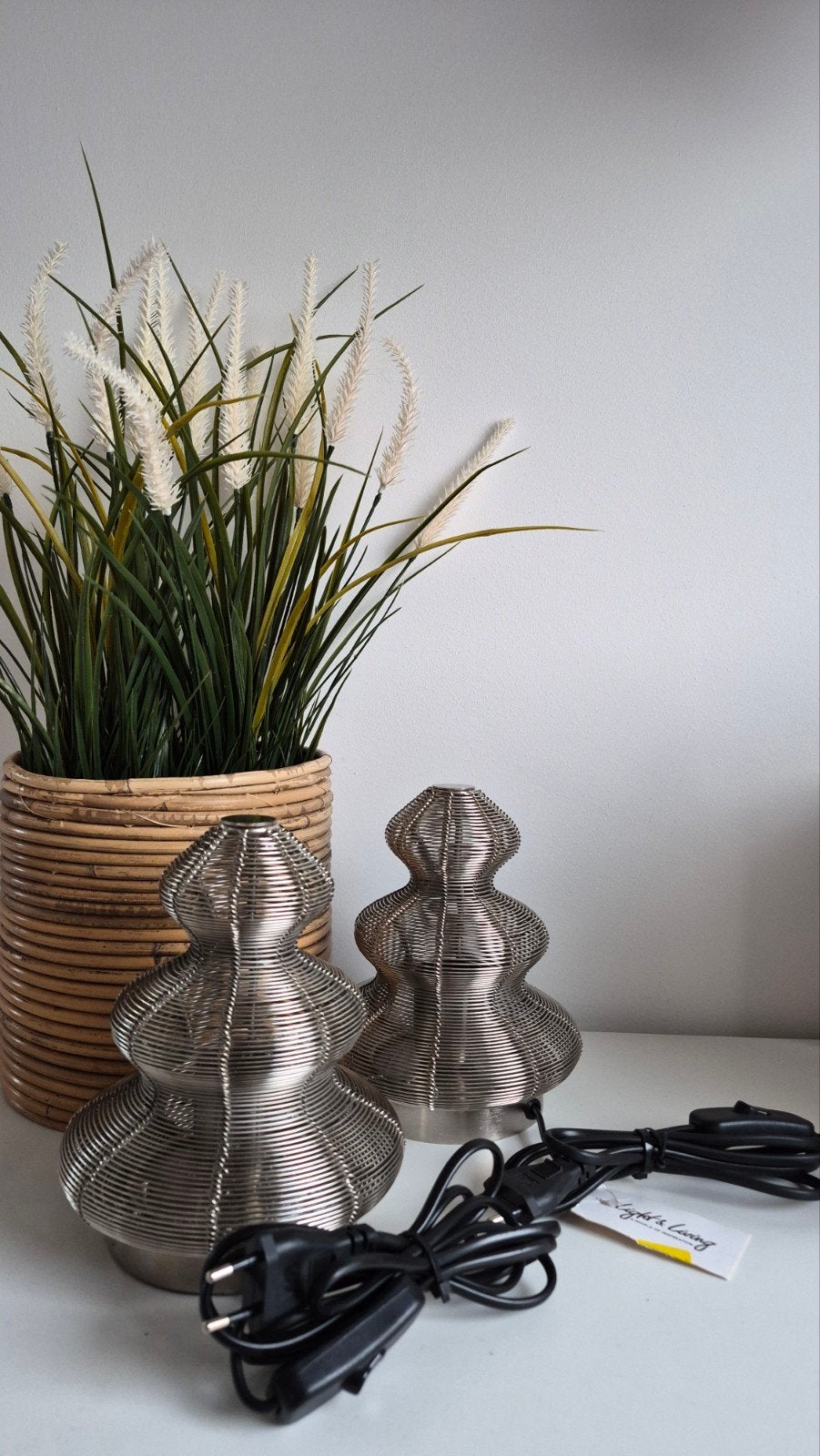 Set van 2 Light & Living tafellampen, zilverkleurig, Metaal, Zo goed als nieuw, Zilver, Modern