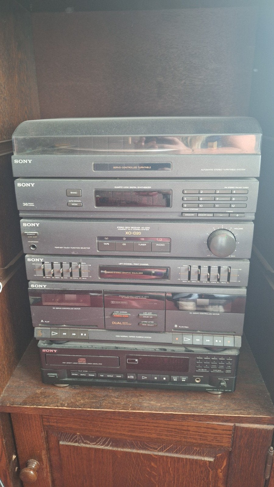 Sony XO-D20S Stereo Set met Platenspeler, Cassette, CD,Tuner, Ophalen, Gebruikt, Tuner of Radio, Losse componenten