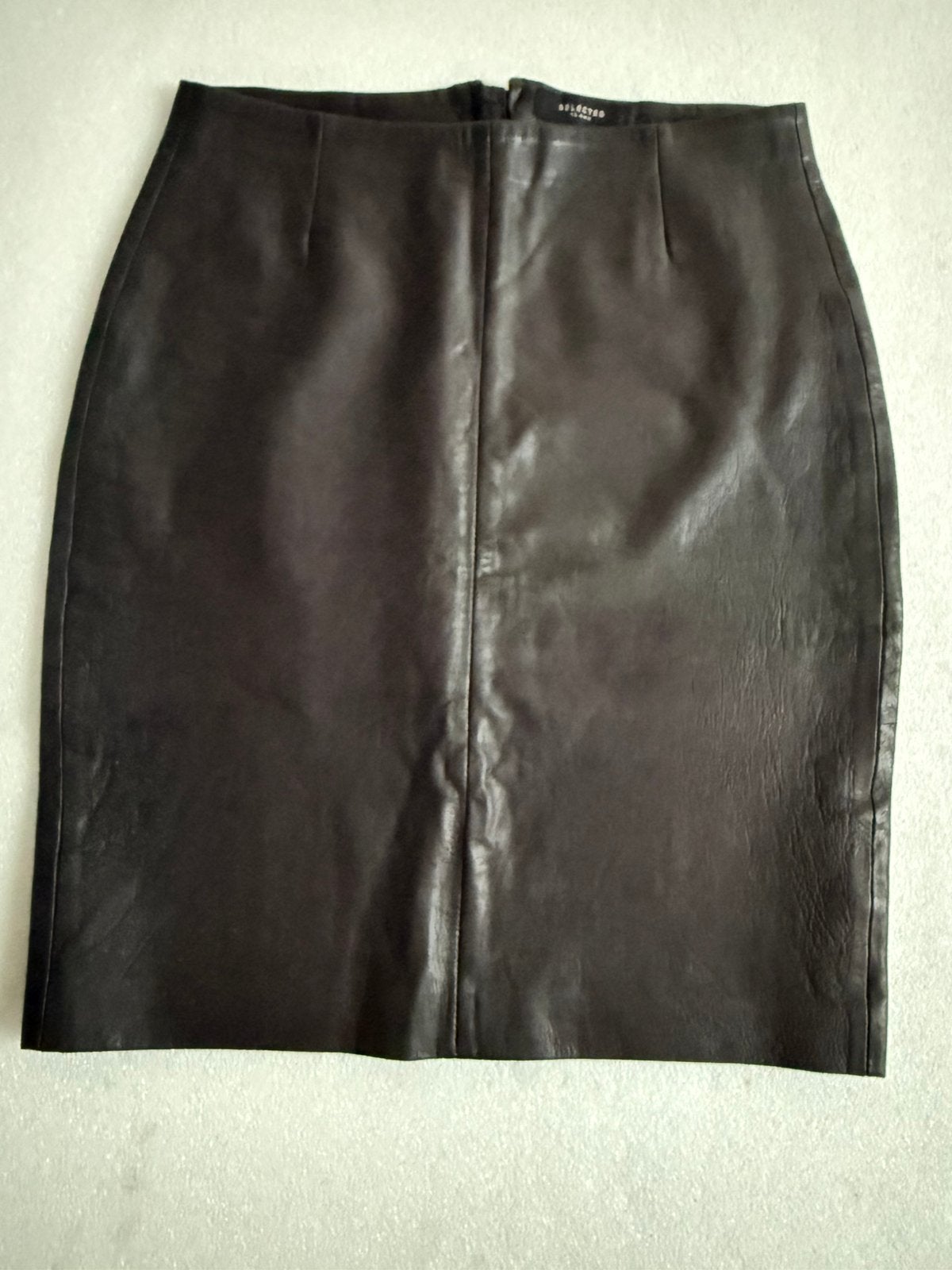 Zwart ECHT LEREN Selected Femme rok maat 38, Kleding | Dames, Rokken, Zo goed als nieuw, Maat 38/40 (M), Zwart, Boven de knie