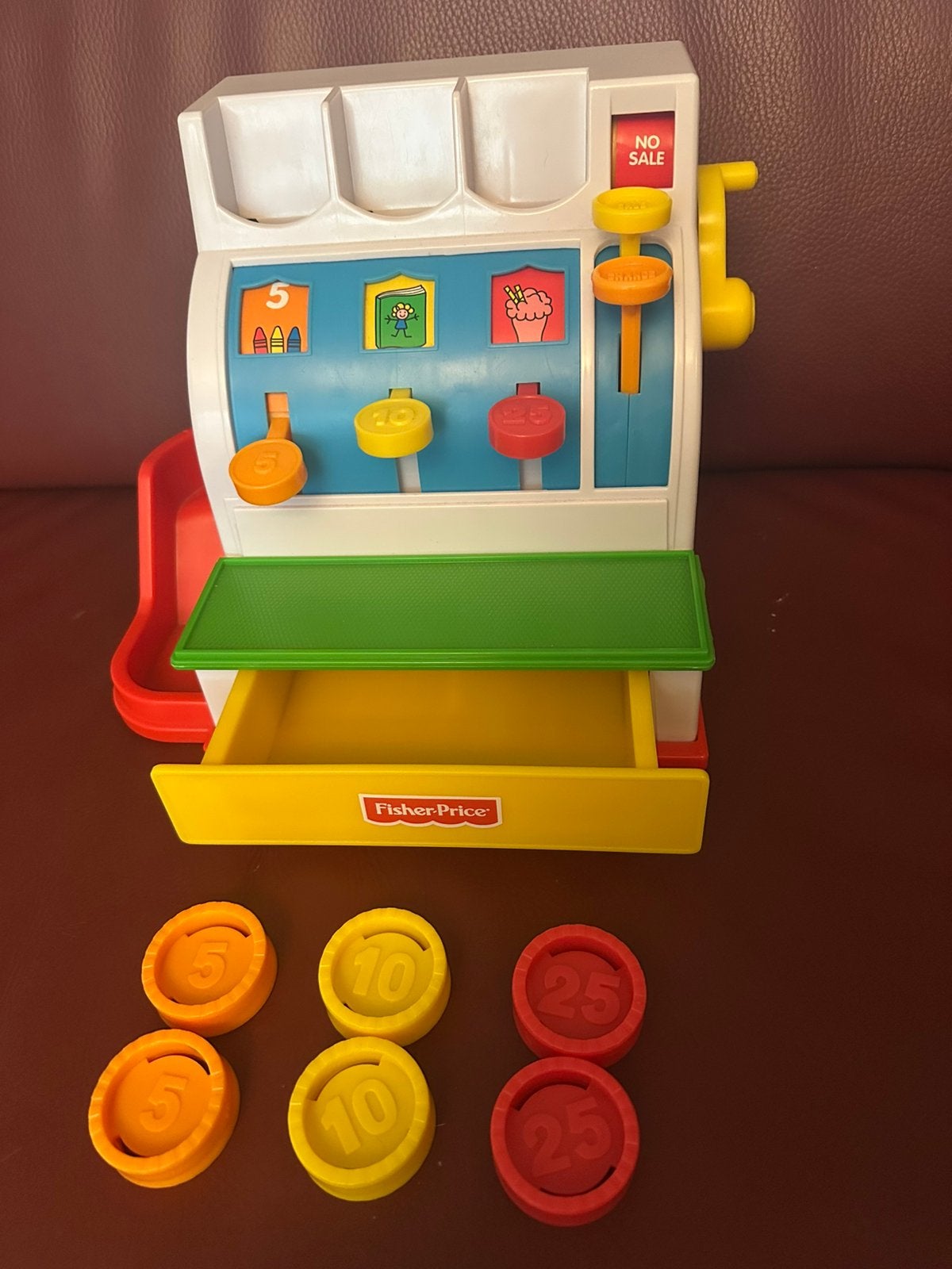 Fisherprice kassa met 6 munten, Ophalen of Verzenden, Gebruikt, Speelset