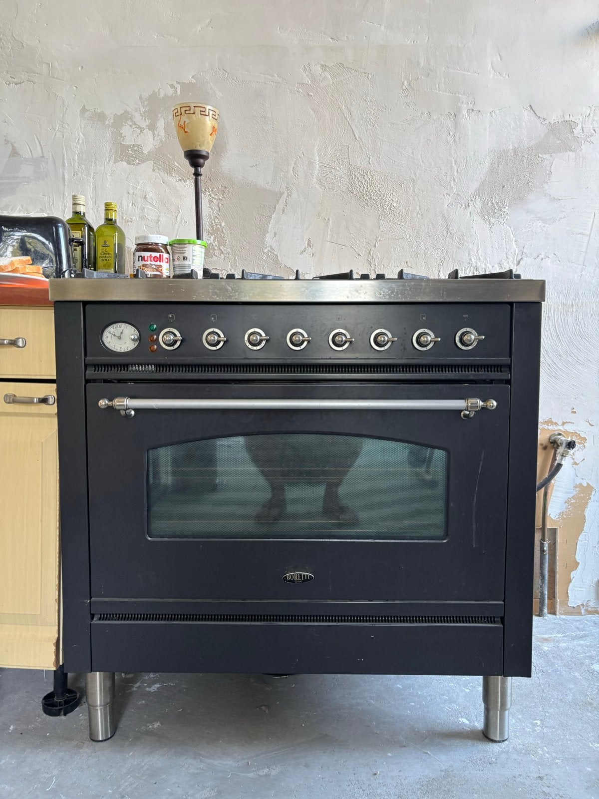 Boretti Fornuis met Gasfornuis en Oven - Zwart, Ophalen, Gebruikt, 60 cm of meer, Gas