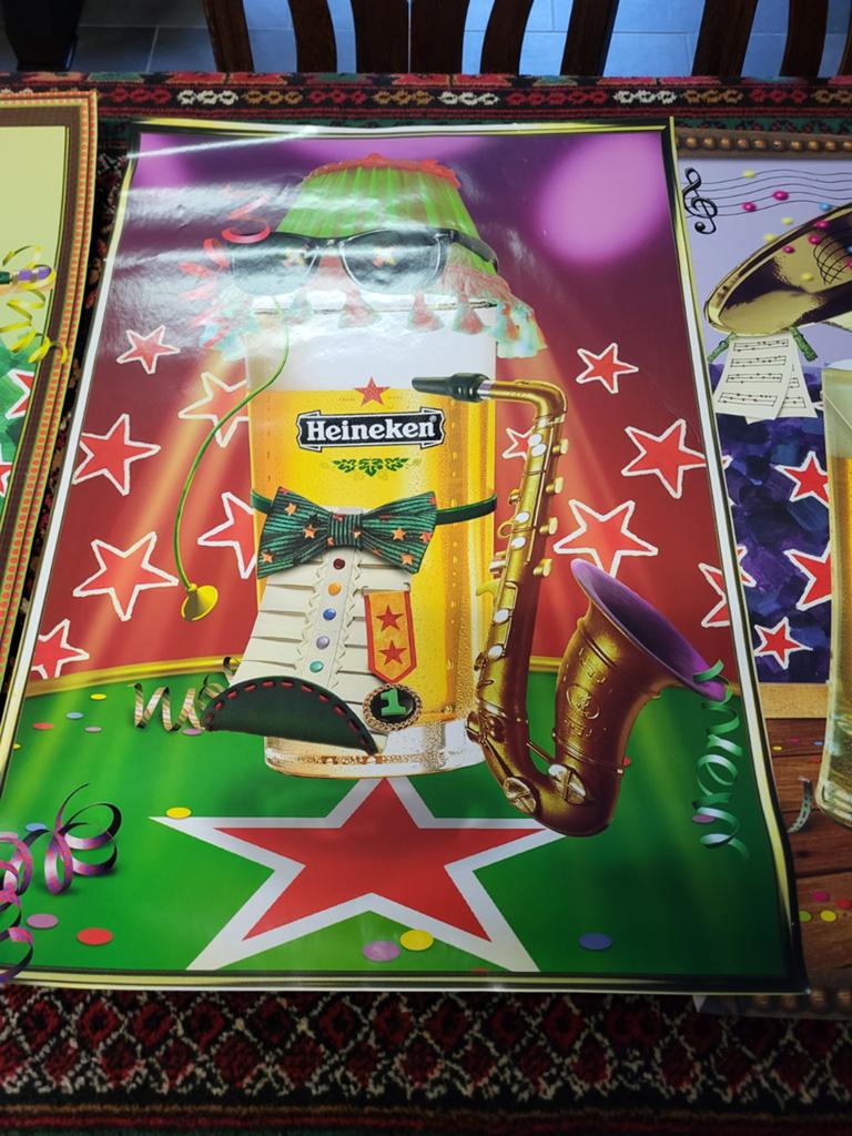 5 Heineken posters, Verzamelen, Ophalen, Zo goed als nieuw, Reclamebord, Plaat of Schild, Heineken