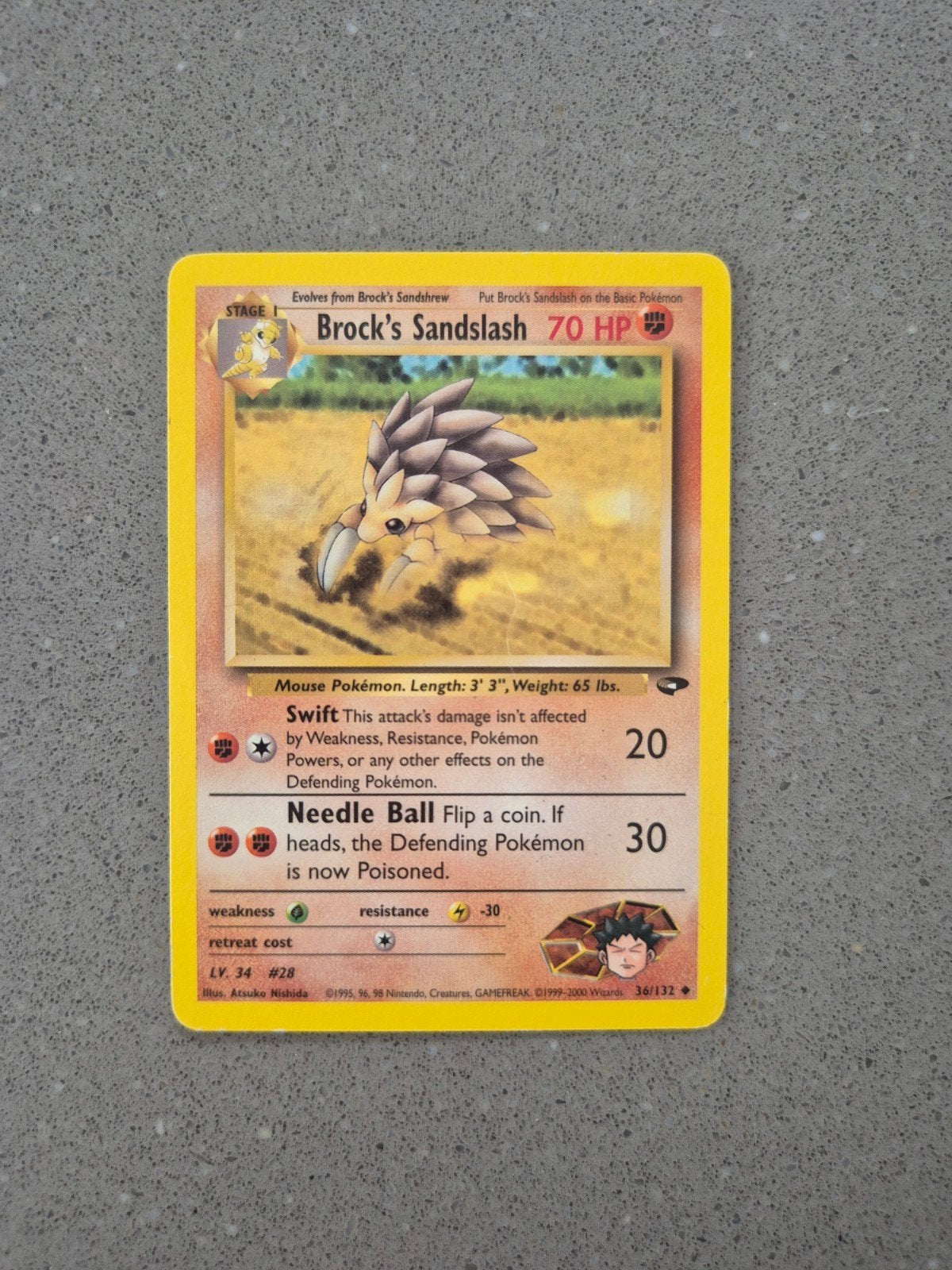 Brock's Sandslash Pokémon Kaart (Gym Heroes) 70 HP, Ophalen of Verzenden, Zo goed als nieuw, Losse kaart