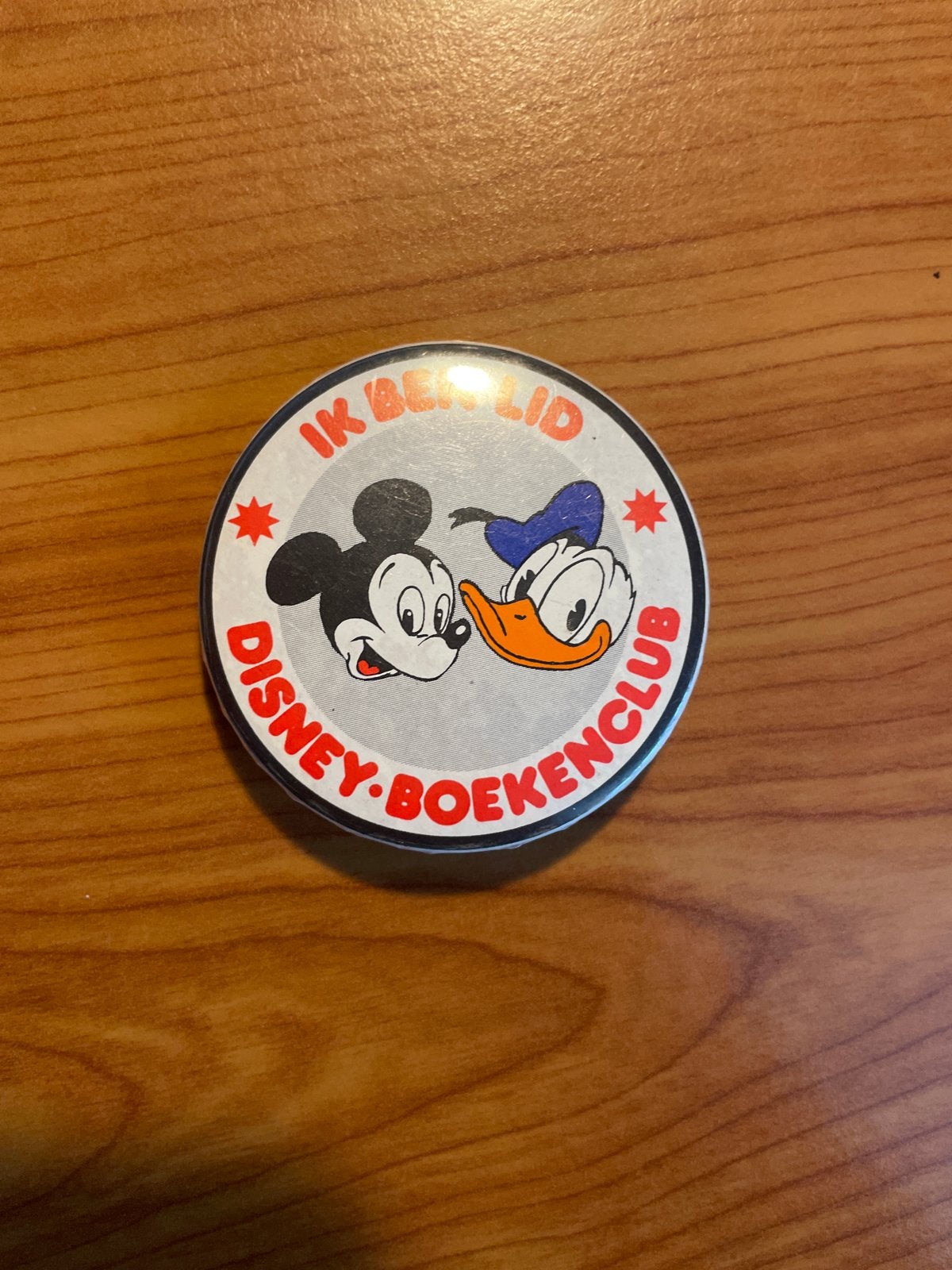 Vintage Disney Boekenclub Button Mickey & Donald, Verzamelen, Disney, Ophalen of Verzenden, Mickey Mouse, Gebruikt, Overige typen