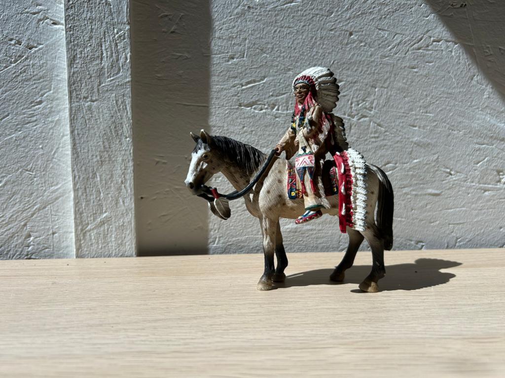 Schleich indianen opperhoofd, Ophalen of Verzenden, Zo goed als nieuw, Paard, Beeldje of Figuurtje