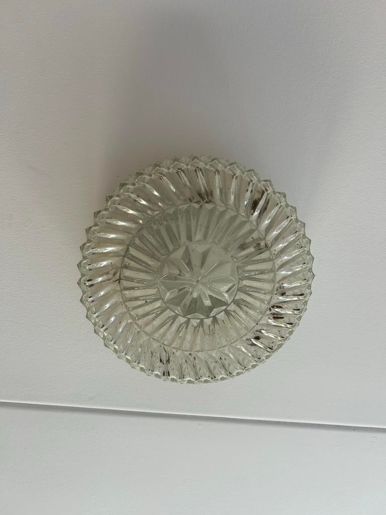 Vintage Glazen Plafondlamp Jaren '60, Ophalen, Gebruikt, Glas