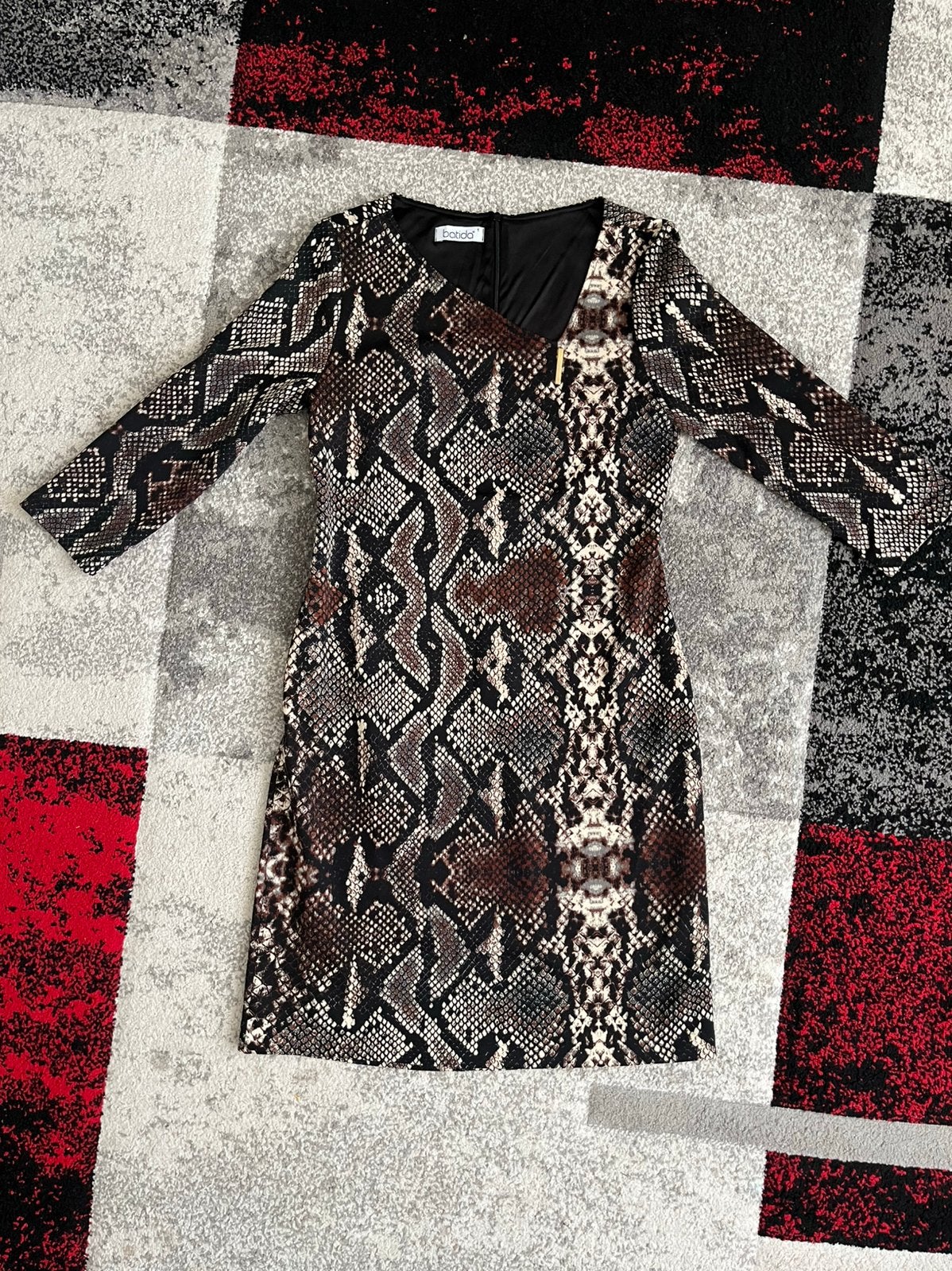 Batida Snake-Print Fitted Dress – Black/Brown, Ophalen of Verzenden, Zo goed als nieuw