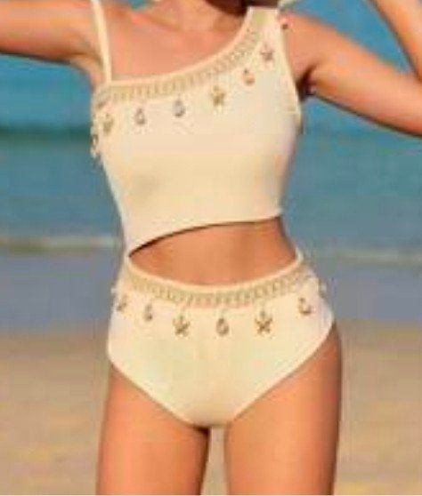 Prachtige monokini voor meisje met schelpjes - nieuw, Ophalen of Verzenden, Nieuw, Meisje, Sport- of Zwemkleding