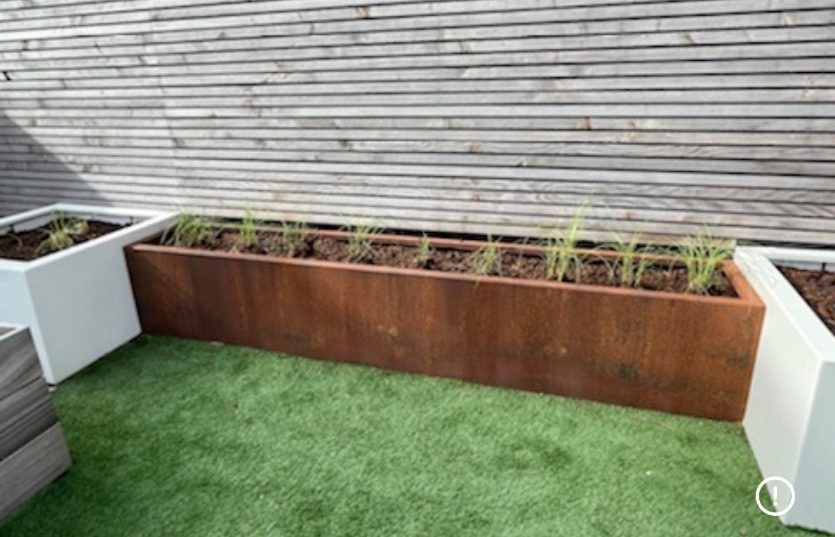2x Cortenstaal Bloembak voor Tuin, Tuin en Terras, Ophalen, Gebruikt, 100 cm of meer, Balkon