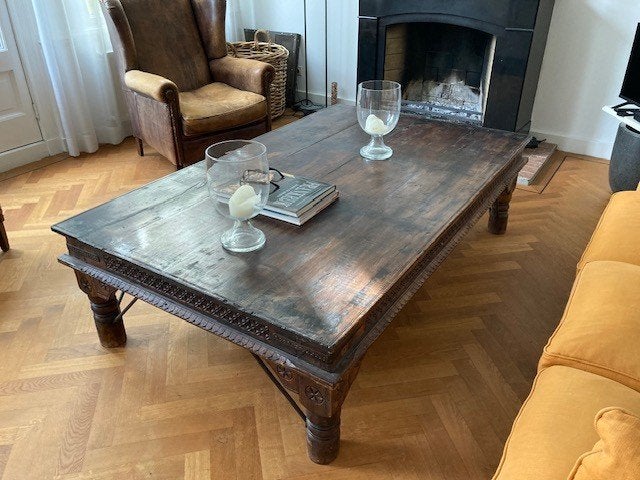 Unieke Indonesische salontafel, Huis en Inrichting, Ophalen, Indonesisch, Koloniaal, Bohemien, Gebruikt, 100 tot 150 cm