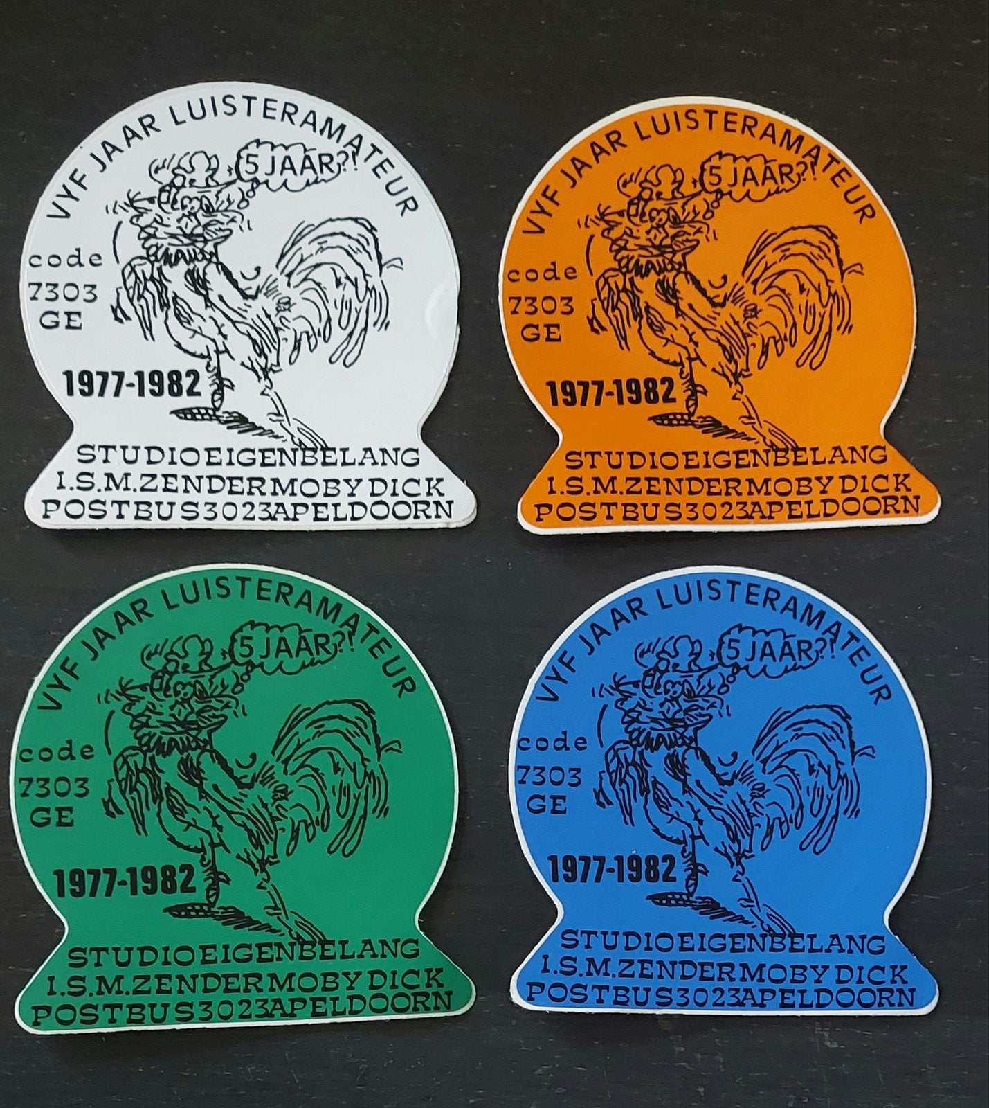 4 stickers Studio Eigen Belang Moby Dick Apeldoorn radio, Ophalen of Verzenden