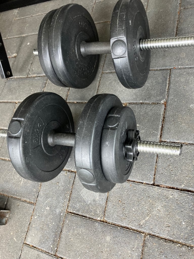 dumbbells verstelbare dumbells halterset rubberschijven, Sport en Fitness, Fitnessmaterialen, Ophalen, Zo goed als nieuw, Buik