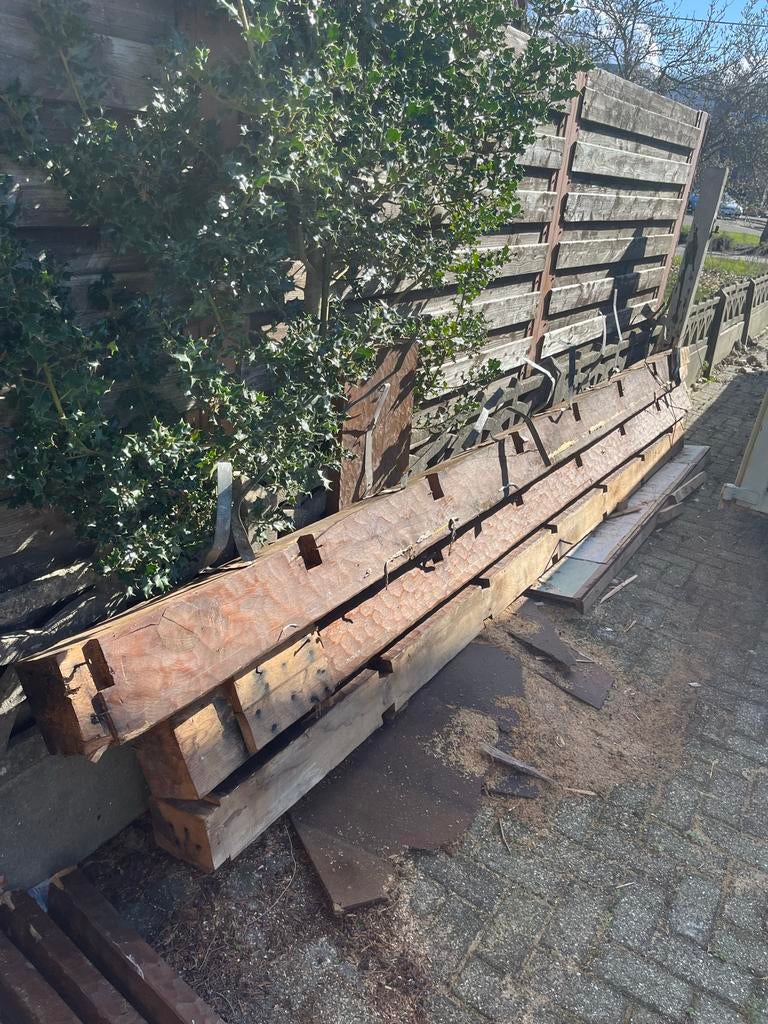 Massieven eiken balken, Doe-het-zelf en Verbouw, Hout en Planken, Ophalen, Eiken, Balk, 50 mm of meer