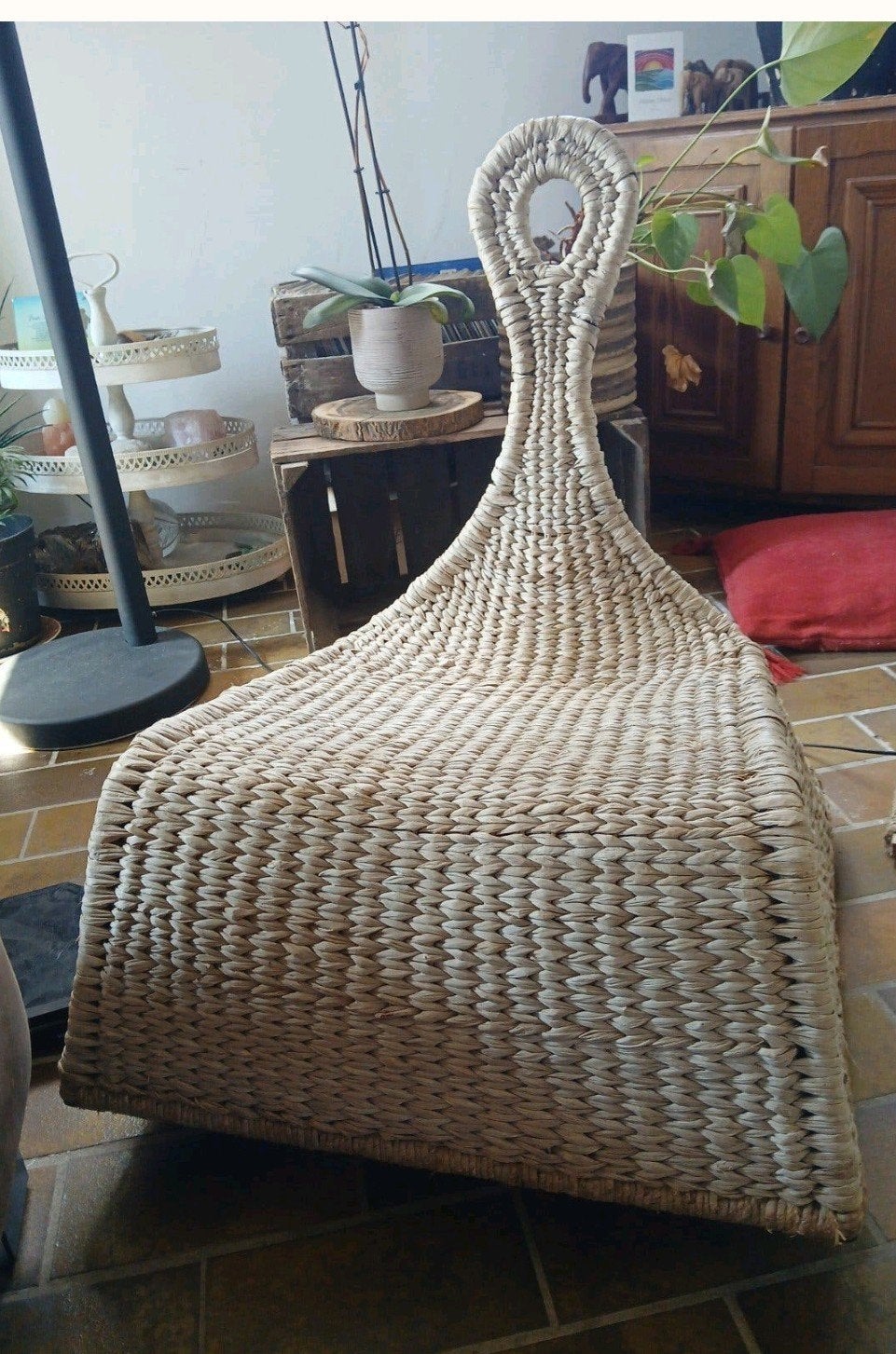 IKEA rieten stoel, uniek design, Huis en Inrichting, Stoelen, Ophalen, Gebruikt, Overige kleuren, Riet of Rotan