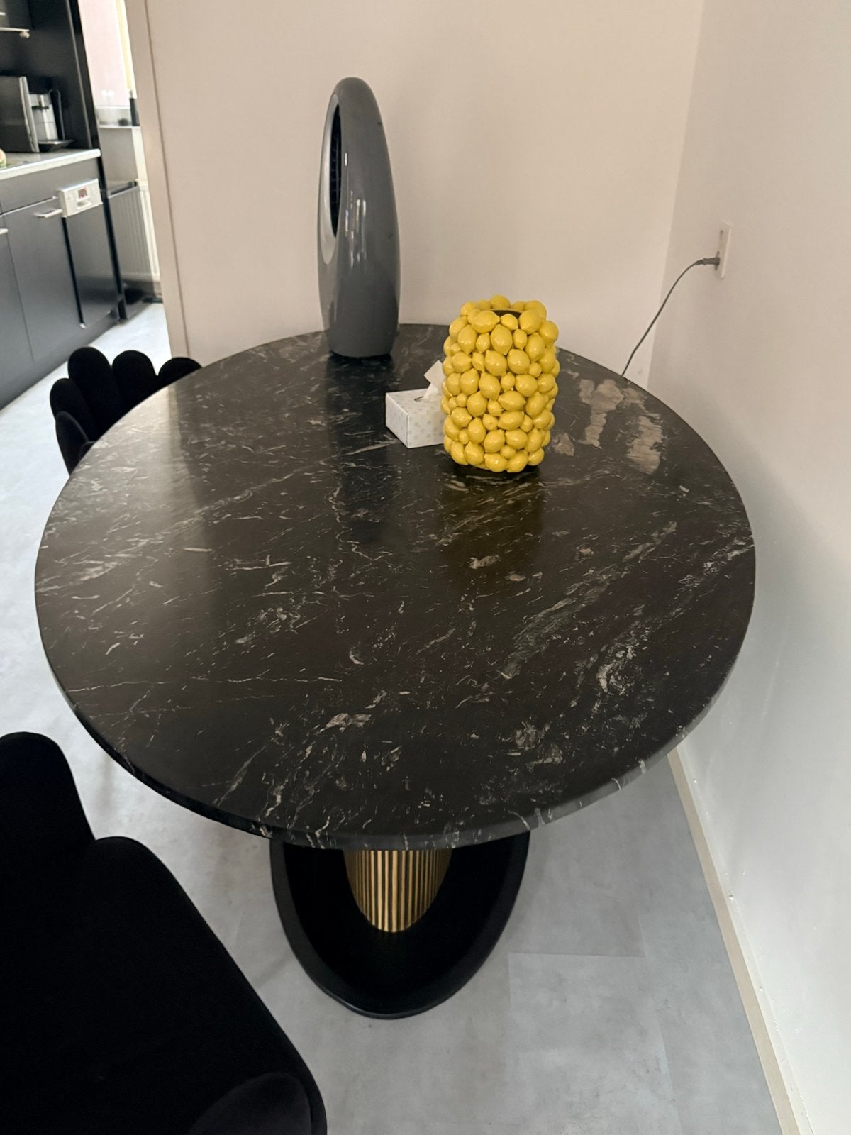 Eettafel met marmer  blad, Huis en Inrichting, Tafels | Eettafels, Ophalen, Overige materialen, 100 tot 150 cm, Rond
