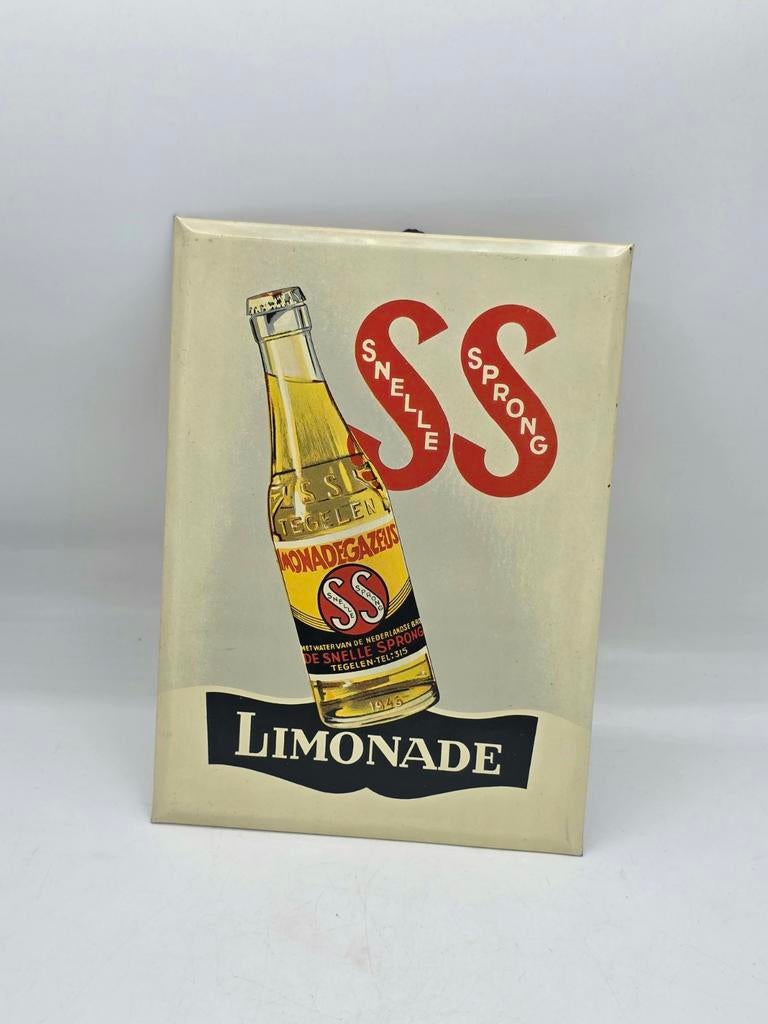 Reclamebord SS limonade de Snelle Sprong Tegel jaren 40, Ophalen of Verzenden, Gebruikt, Reclamebord