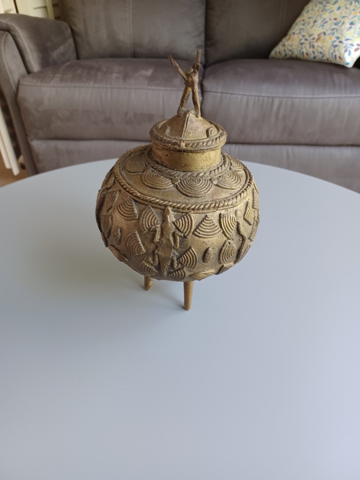 Dogon zalf doos uit Mali., Antiek en Kunst, Ophalen, Brons