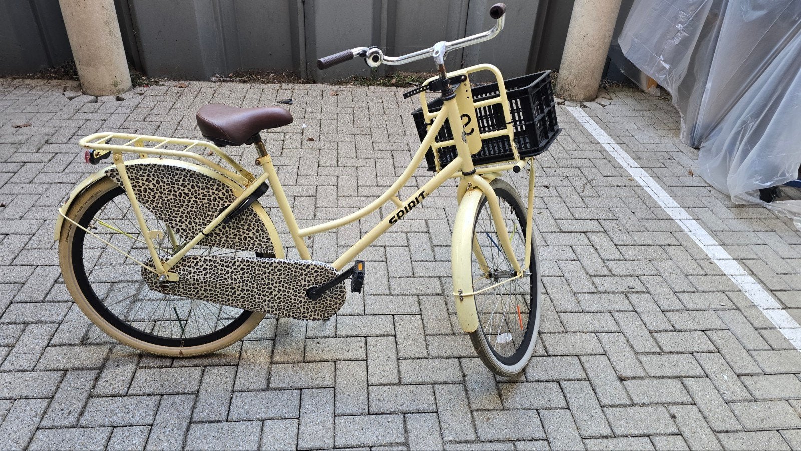 leuke Spirit meiden fiets met mand en luipaardprint, Velgrem, 50 tot 53 cm, Ophalen, Overige merken