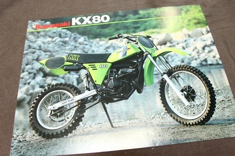 Kawasaki KX80 motorfiets verkoop folder KX 80 brochure cross, Motoren, Ophalen of Verzenden, Kawasaki