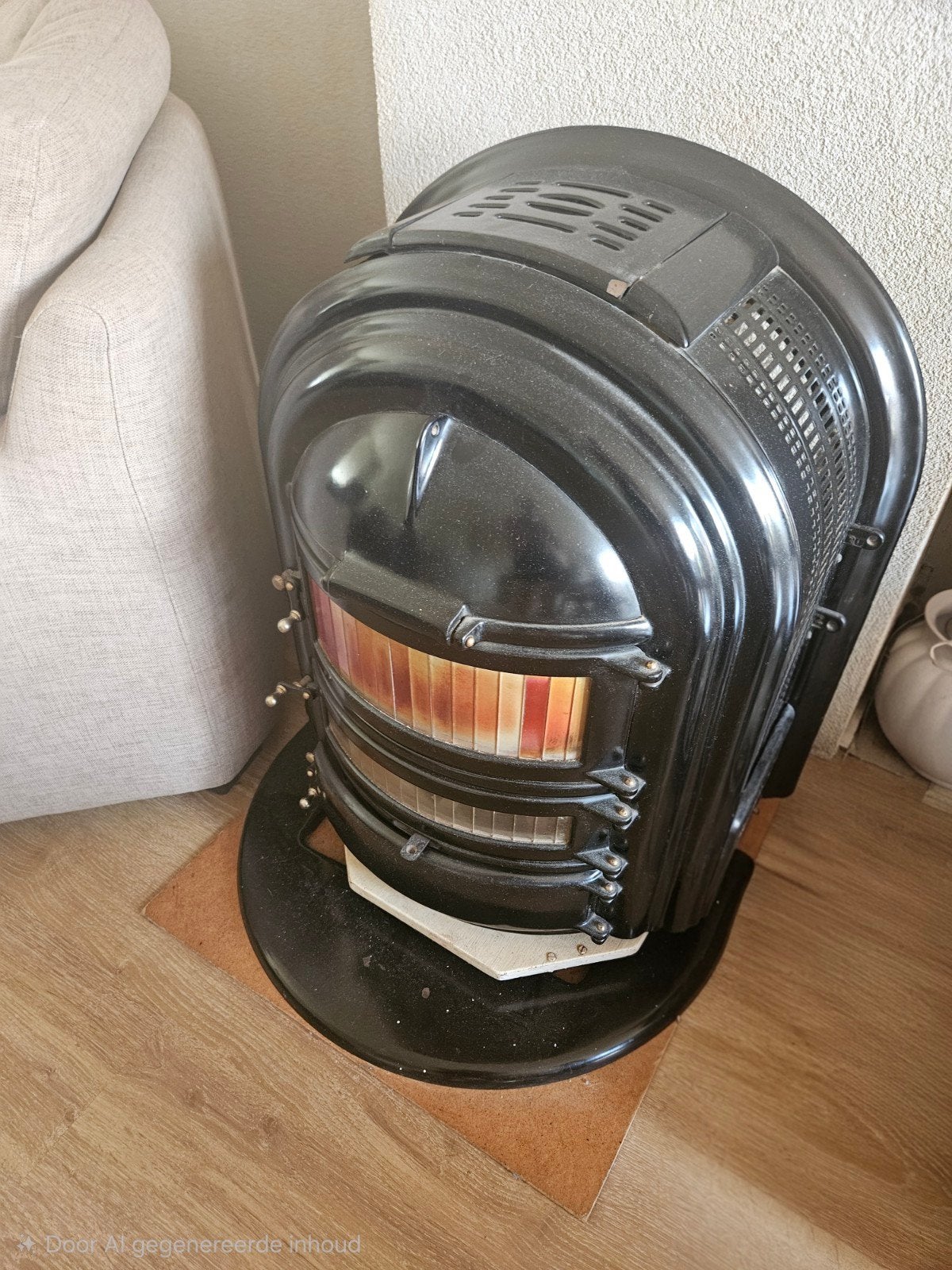 Zwarte gietijzeren kachel - Gebruikt, Huis en Inrichting, Kachels, Ophalen, Gebruikt, Vrijstaand, Hout