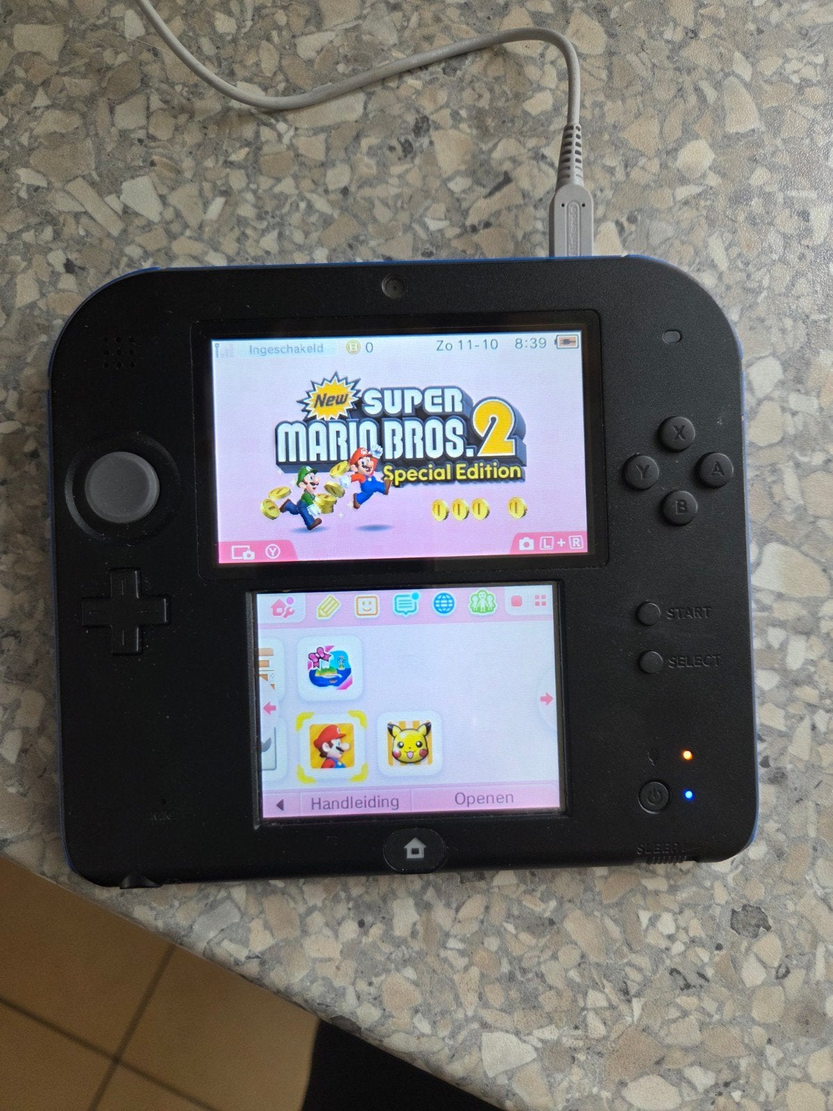 Nintendo 2DS met New Super Mario Bros. 2, Spelcomputers en Games, Met games, Zwart, 2DS, Ophalen of Verzenden