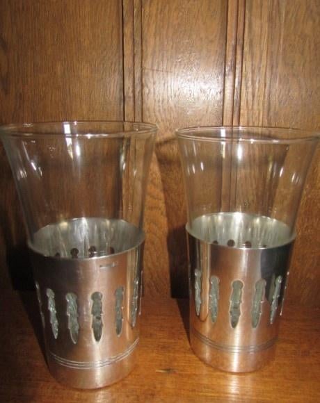 Wiskemann glashouder met glas, Antiek en Kunst, Antiek | Goud en Zilver, Ophalen of Verzenden, Zilver