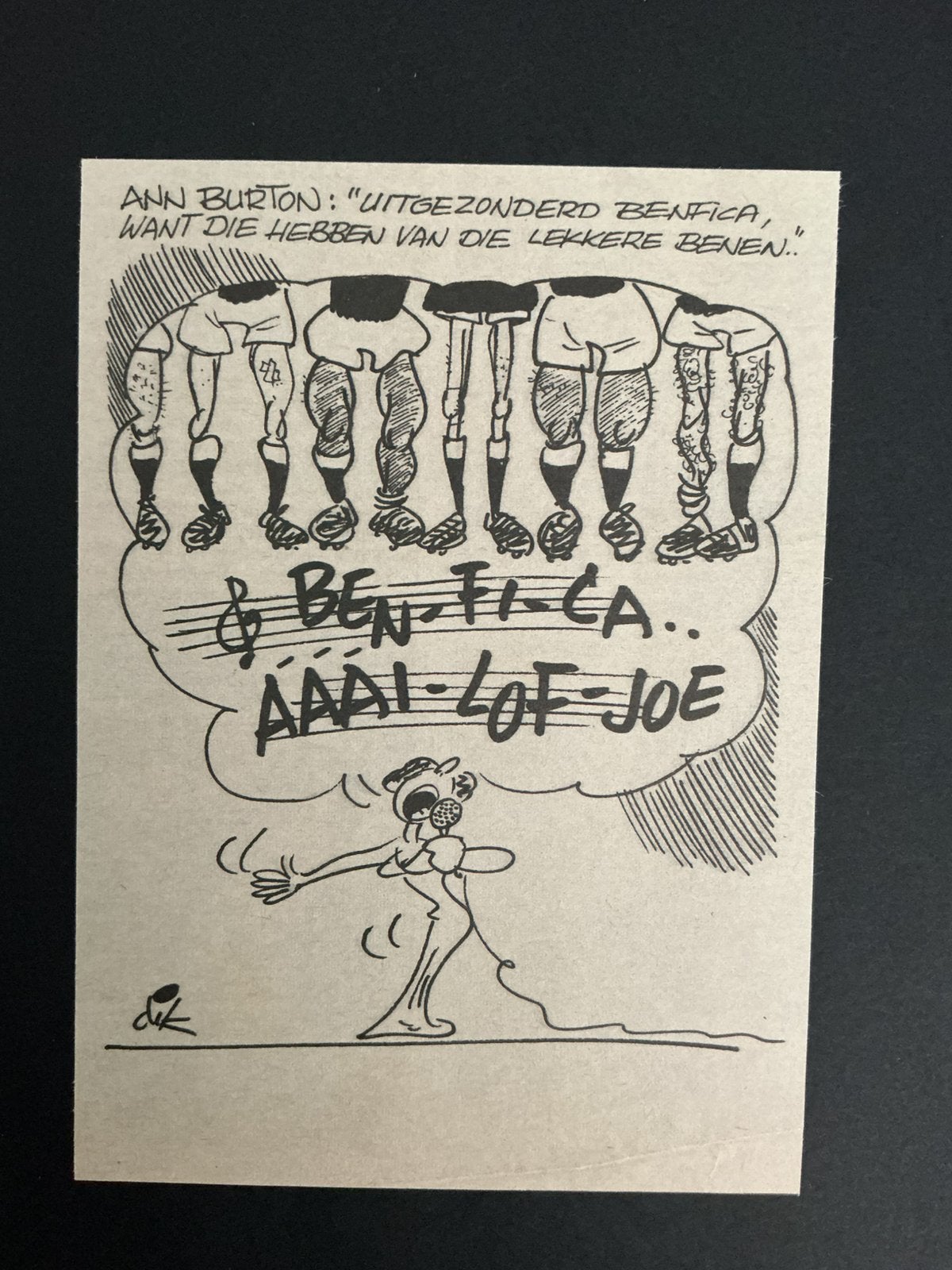 Voetbal karikatuur Dik Bruynesteyn Benfica aaai lof joe 1970, Ophalen of Verzenden, 1960 tot 1980, Knipsel(s)