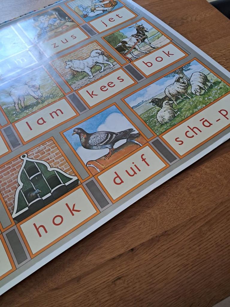 Oude schoolplaat aap, noot ,mies enz, Antiek en Kunst, Ophalen of Verzenden