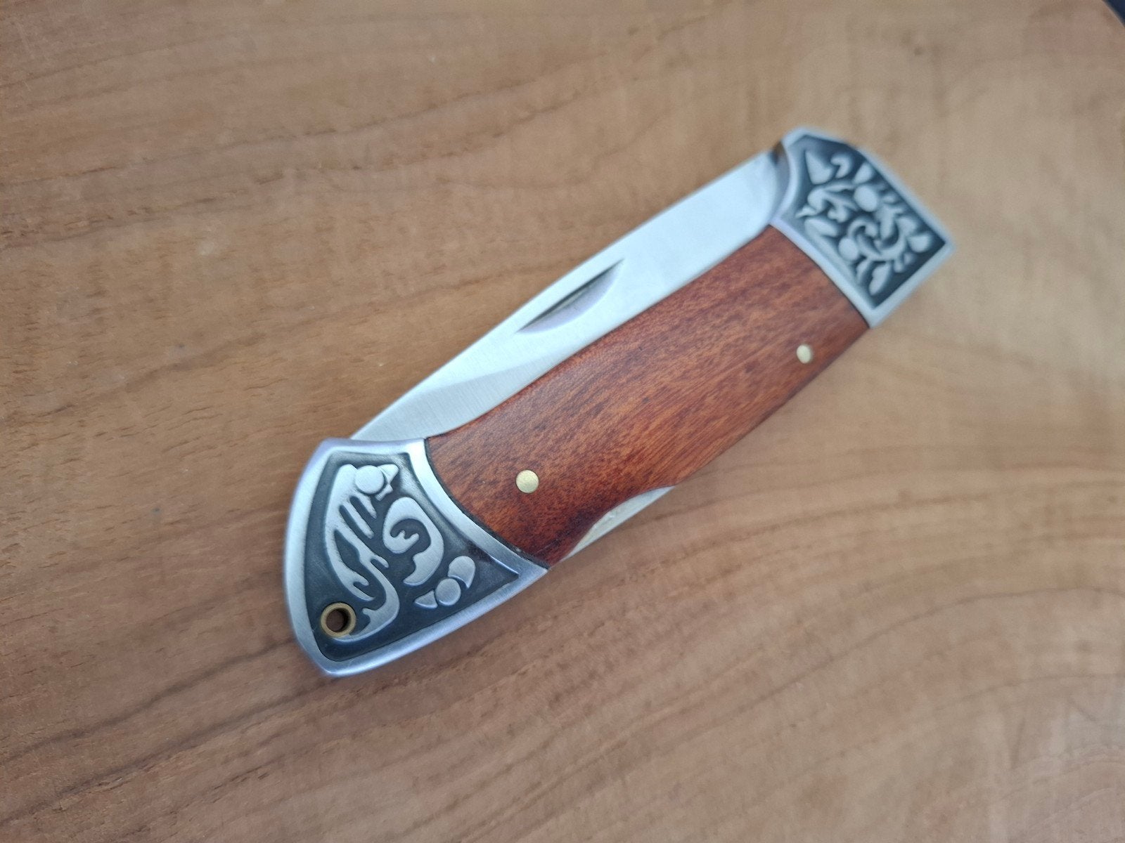 Camping/Outdoor/EDC RVS Zakmes/Houten Greep/Hoes/NIEUW, Ophalen of Verzenden, Nieuw