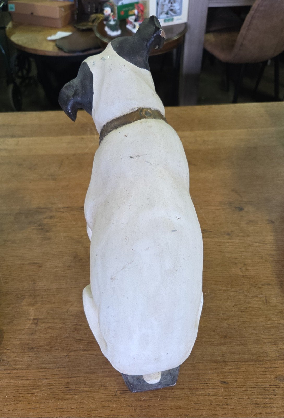 vintage houten beeld terrier Nipper RCA, Ophalen of Verzenden, Gebruikt, Dier