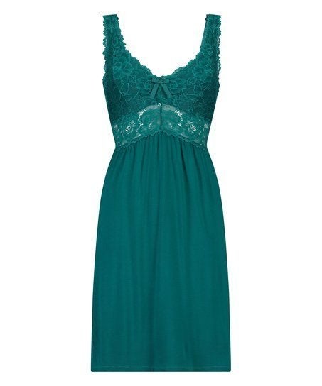 Hunkemoller petrol groen slipdress nachthemd maat S, Kleding | Dames, Hunkemöller, Ophalen of Verzenden, Groen, Nachtkleding