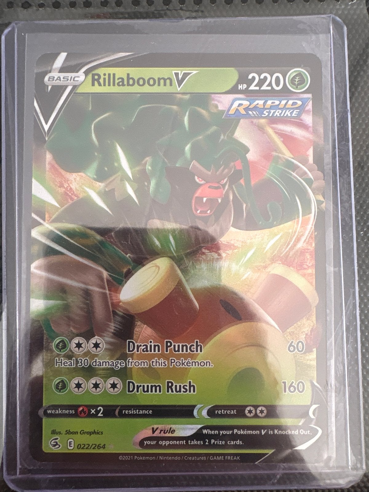 Pokémon TCG: Rillaboom V (022/264) Rapid Strike Kaart, Ophalen of Verzenden, Zo goed als nieuw, Losse kaart