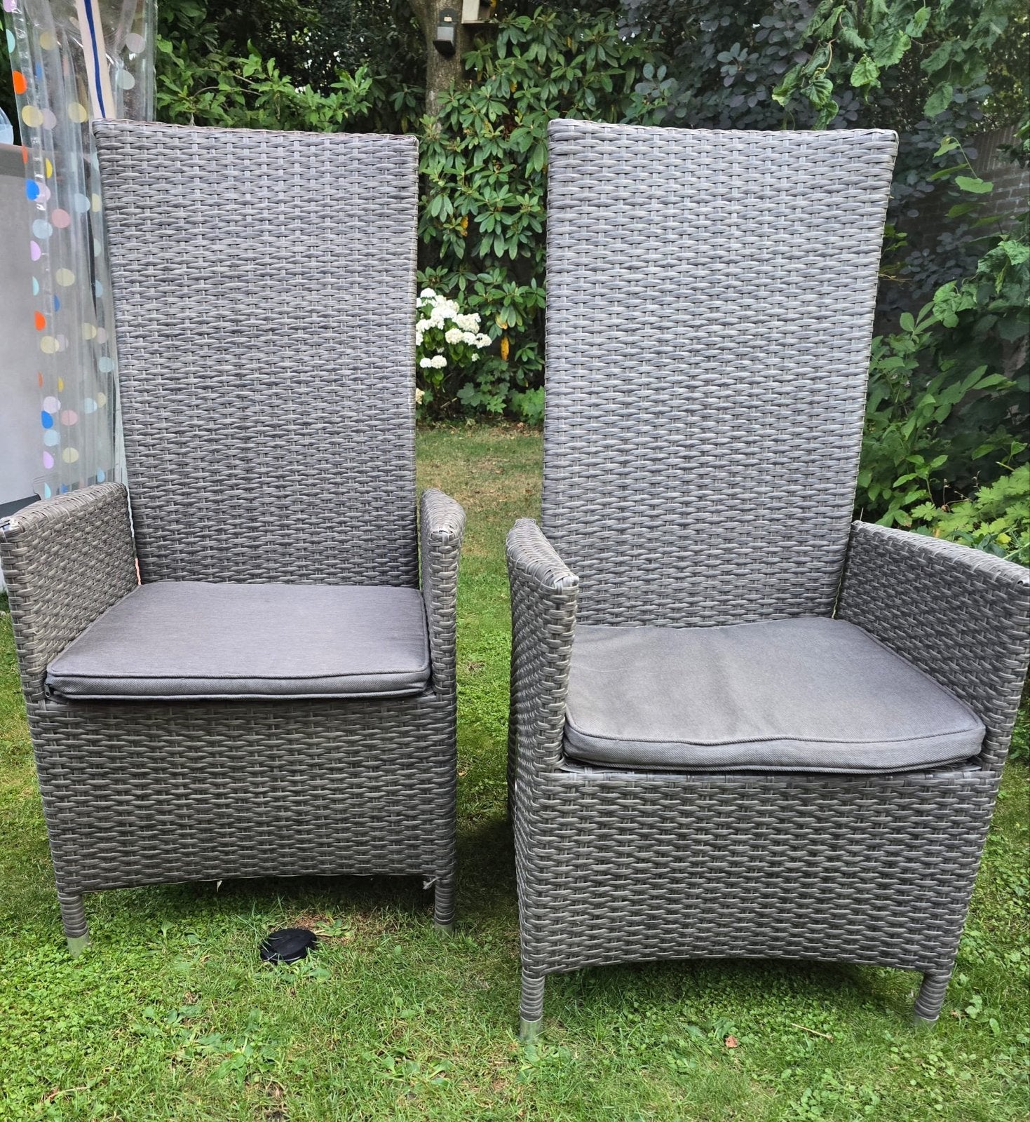6 verstelbare wicker tuinstoelen met kussens, Ophalen, Gebruikt, Wicker, Verstelbaar