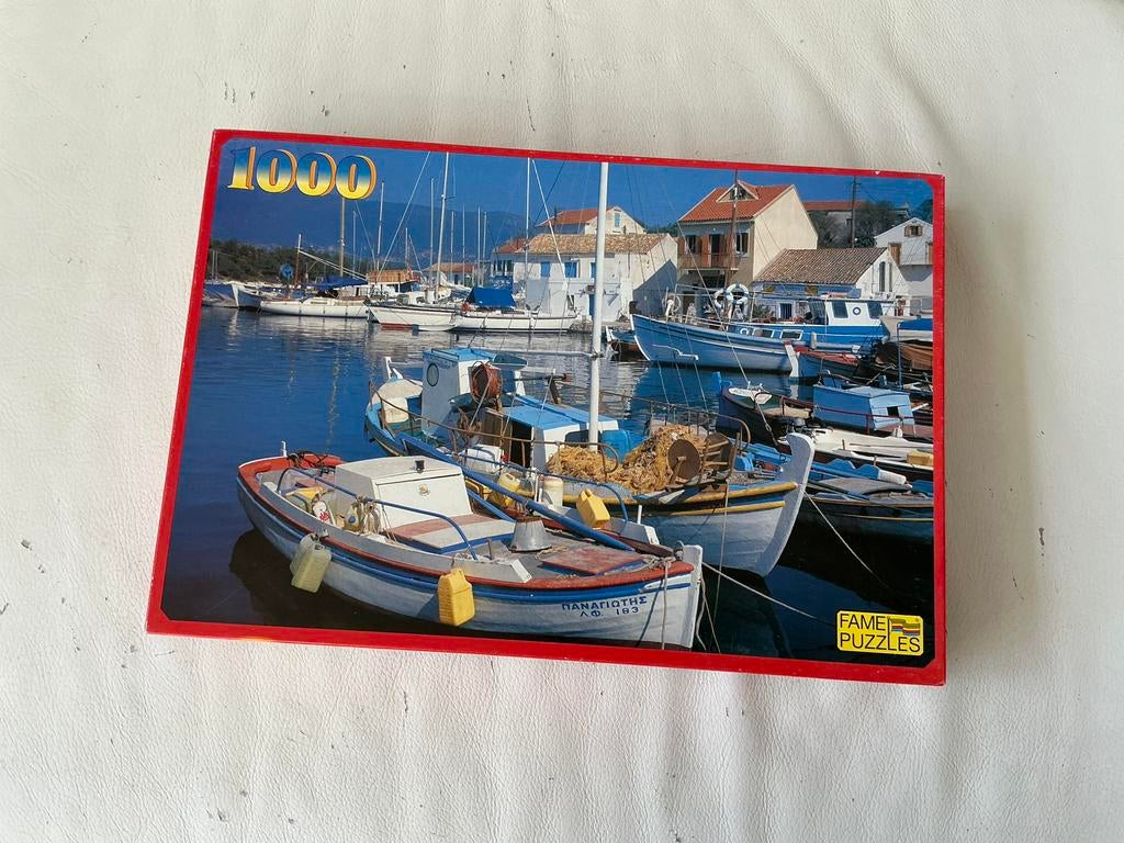 Legpuzzel 1000 stukjes Fame Puzzles Haven in Griekenland, Ophalen of Verzenden, 500 t/m 1500 stukjes, Gebruikt, Legpuzzel